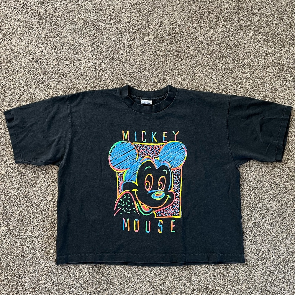 Vintage Mickey Mouse Neon Color Pop Crop Top Body Glove One Size Fits Most